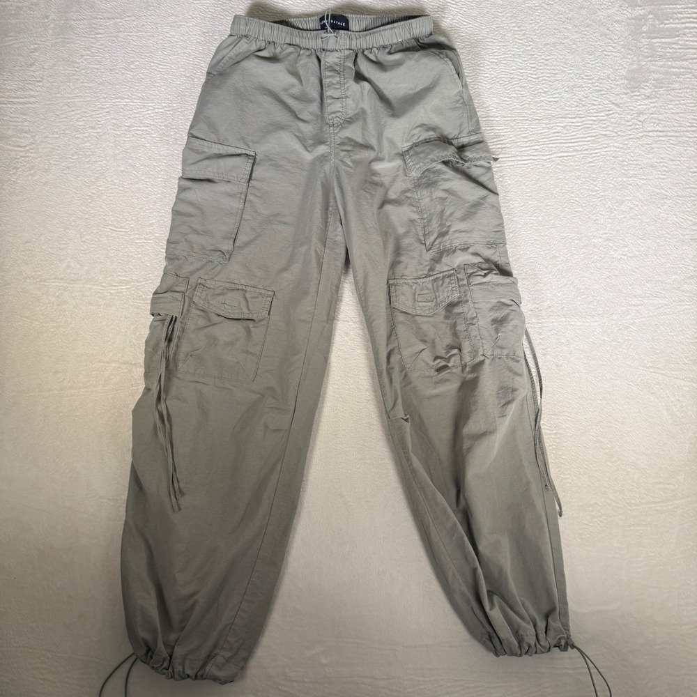 Aeropostale Womens Parachute Cargo Pants Sage Green High‎ Rise Baggy Small Y2k
